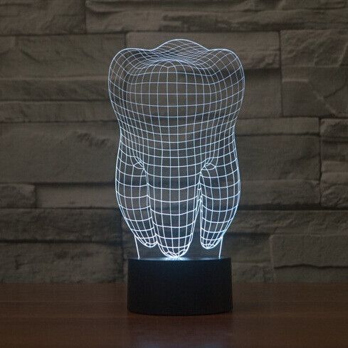 Laser Cut Dental Creative Teeth 3D LED Illusion Bedside Table Lamp