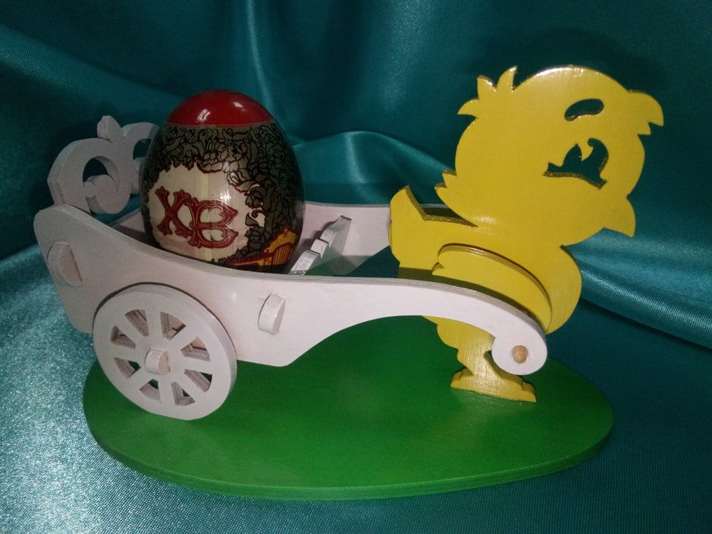 Laser Cut Easter Chick With Egg Holder Cart