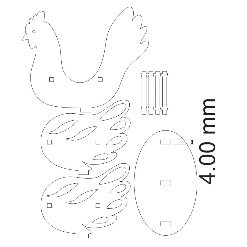 Laser Cut Easter Chicken Decor Stand