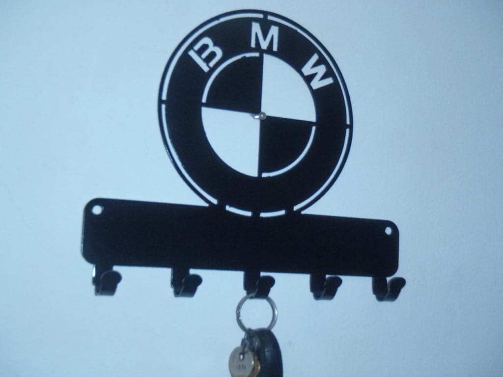 Laser Cut BMW Logo Car Keys Holder Wall Key Hanger