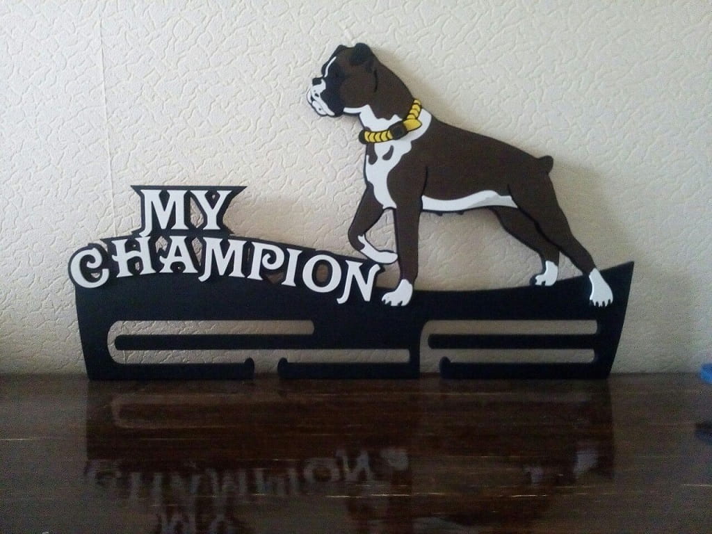 Laser Cut Bulldog Medal Hanger Display