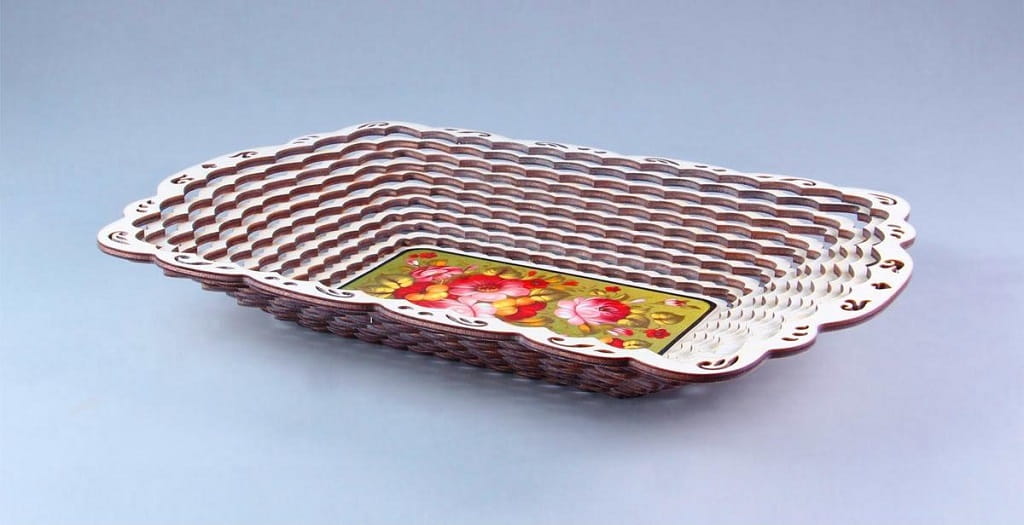 Laser Cut Candy Basket Wooden Serving Tray