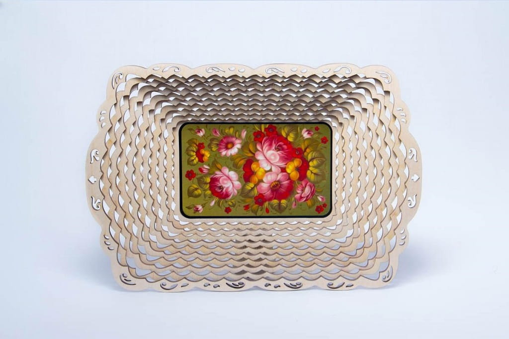 Laser Cut Candy Basket Wooden Serving Tray