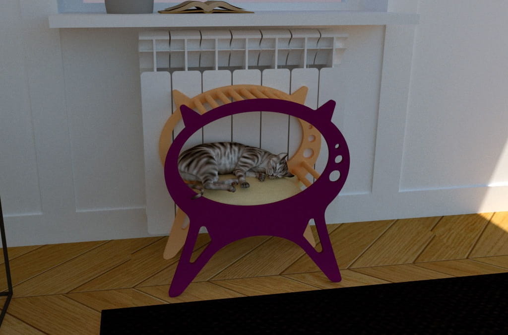 Laser Cut Cat House Wooden Pet Cat Bed