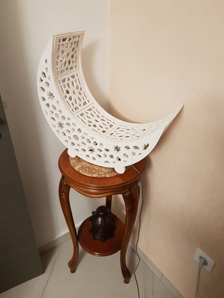 Laser Cut Crescent Moon Light Box Table Lamp