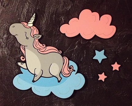 Laser Cut Engraved Unicorn Clouds Stars for Craft