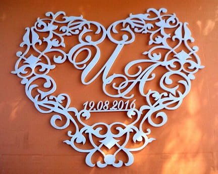 Laser Cut Floral Heart Wreath Wedding Decoration