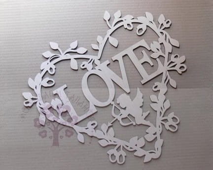 Laser Cut Floral Love Heart Wreath