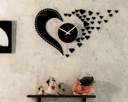 Laser Cut Flying Hearts Romantic Wall Clock