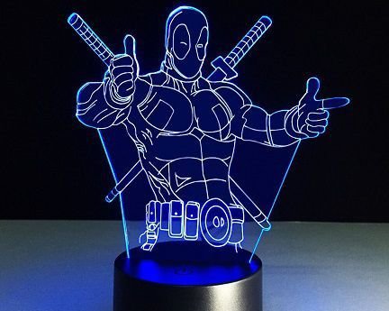 Laser Cut Marvel Deadpool 3D Illusion Lamp for Kids