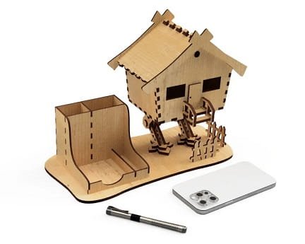 Laser Cut House Desk Organizer