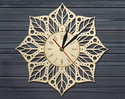 Laser Cut Lotus Flower Wall Clock