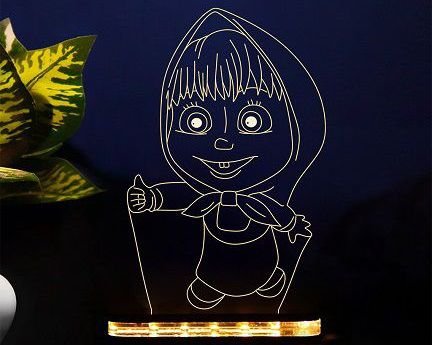 Laser Cut Masha and The Bear 3D Illusion Lamp