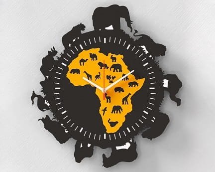 Laser Cut African Safari Animals Wall Clock