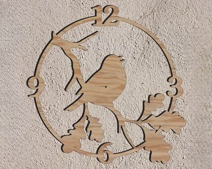 Laser Cut Bird on Branch Wall Clock