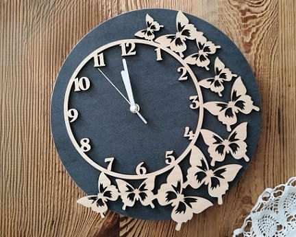 Laser Cut Decorative Butterflies Wall Clock