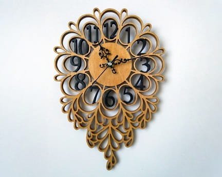 Laser Cut Decorative Wooden Wall Clock