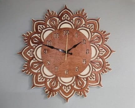 Laser Cut Flower Mandala Wall Clock