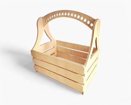 Laser Cut Wooden Basket With Handle