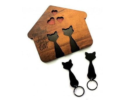 Laser Cut Cat Key Ring Holder
