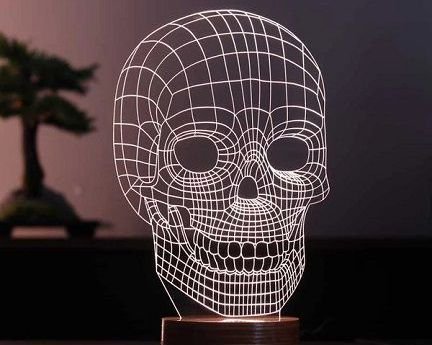Laser Cut Skull 3D Illusion Acrylic Night Lamp
