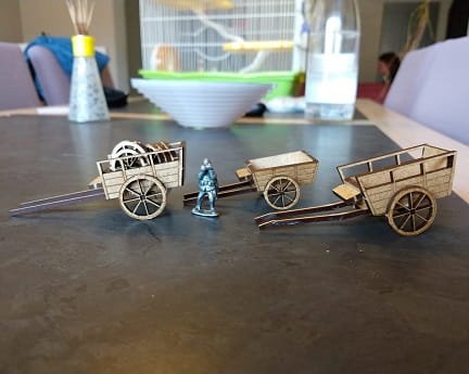 Laser Cut Miniature Two Wheel Carts Toy