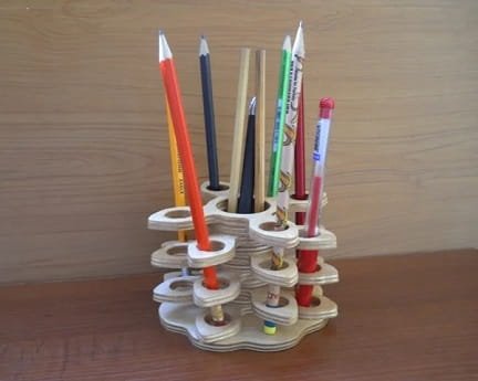Laser Cut Multi Layered Wooden Pencil Holder