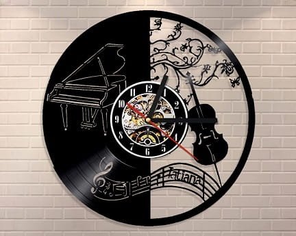 Laser Cut Music Themed Vinyl Record Wall Clock