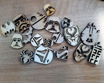 Laser Cut Wooden Pop Culture Tokens