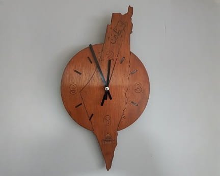Laser Cut Wooden Palestine Map Wall Clock