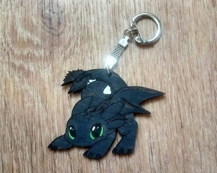 Laser Cut Wooden Toothless Keychain