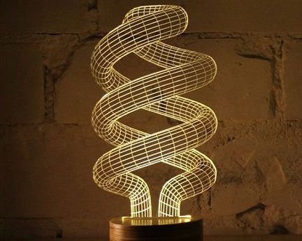 Laser Cut Spiral Tornado 3D Night Light LED Illusion Lamp