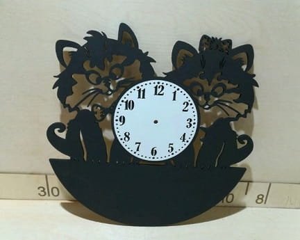 Laser Cut Two Cute Cats Wall Clock
