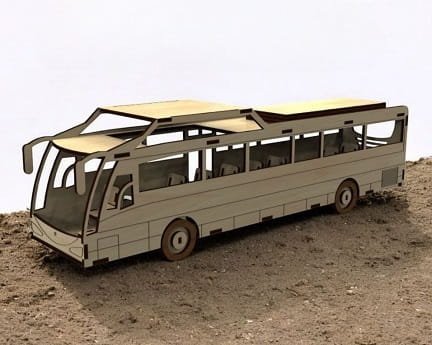 Laser Cut Bus 3D Wood Puzzle Model Kit