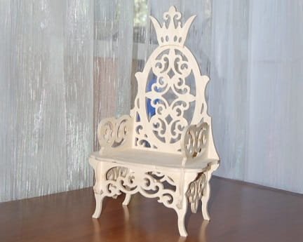 Laser Cut Wooden Crown Chair