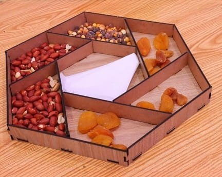Laser Cut Sectional Dry Fruit Serving Tray