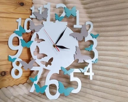 Laser Cut Numbers Wall Clock With Butterflies