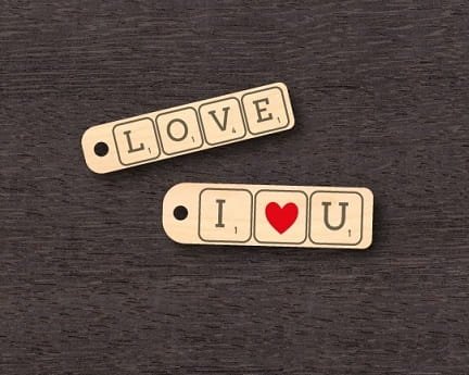 Laser Cut Valentine Day Keychains Love Keyrings