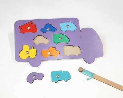 Laser Cut Vehicle Wooden Peg Puzzle Board