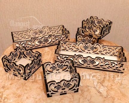 Laser Cut Box Trays With Arabesque Art