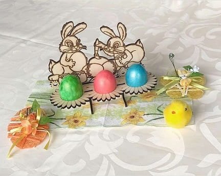 Laser Cut Easter Egg Stand With Bunnies