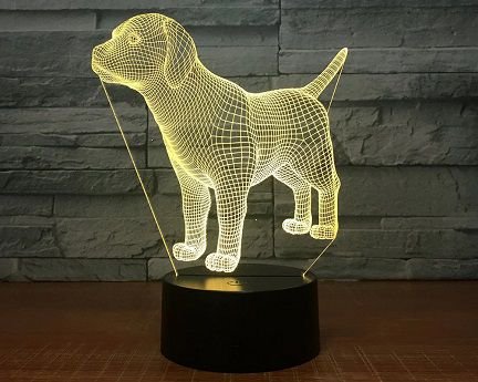 Laser Cut 3D Cute Puppy Dog Table Desk Optical Illusion Lamp