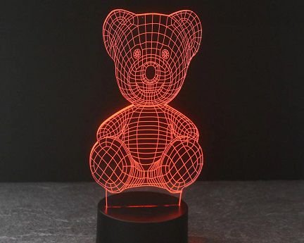 Laser Cut 3D Teddy Bear Optical Illusion Night Light Lamp