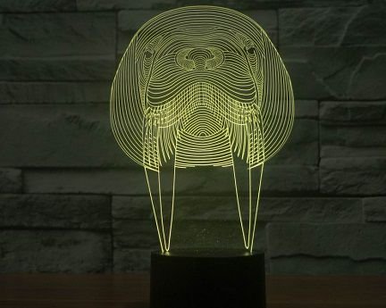 Laser Cut Animal Walrus Shape 3D Optical Illusion Lamp