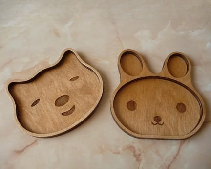 Laser Cut Wooden Cute Kids Plates