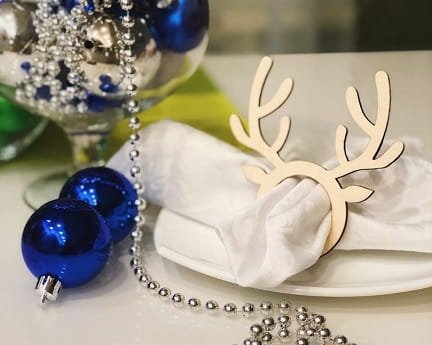 Laser Cut Wooden Reindeer Horns Napkin Ring
