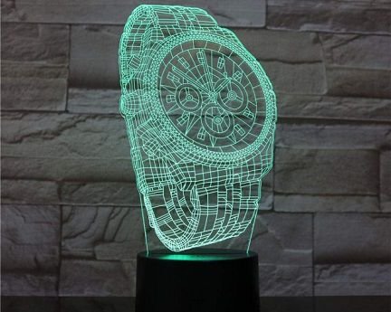 Laser Cut Branded Abstract Wrist Watch 3D Illusion Table Lamp