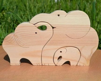 Laser Cut Wooden Elephants Jigsaw Puzzle
