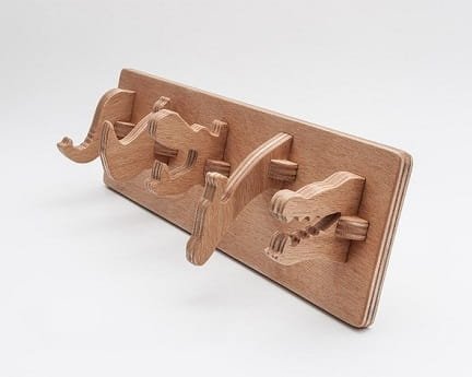 Laser Cut Wooden Animals Coat Rack for Kids