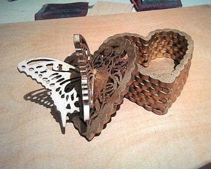 Laser Cut Multi Layered Butterfly Heart Box